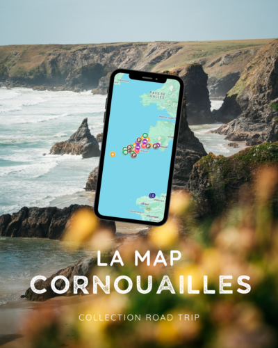 Carte interactive du road trip dans les Cornouailles avec les étapes depuis Plymouth sur une semaine